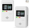2 Packs Combination Natural Gas Detector & Carbon Monoxide Alarm,4-in-1 Real-time Display & Monitor,Low-Concentration Detect,Plug in Propane Detector & CO Alarm for Home,Camping,RV, Apartment