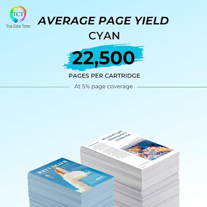 TCT C4502 Cyan Toner Cartridge - Compatible Replacement for Ricoh aficio C4502 841754 Cyan Works with Ricoh Aficio MP C4502 MP C5502 Printers (22,500 Pages)