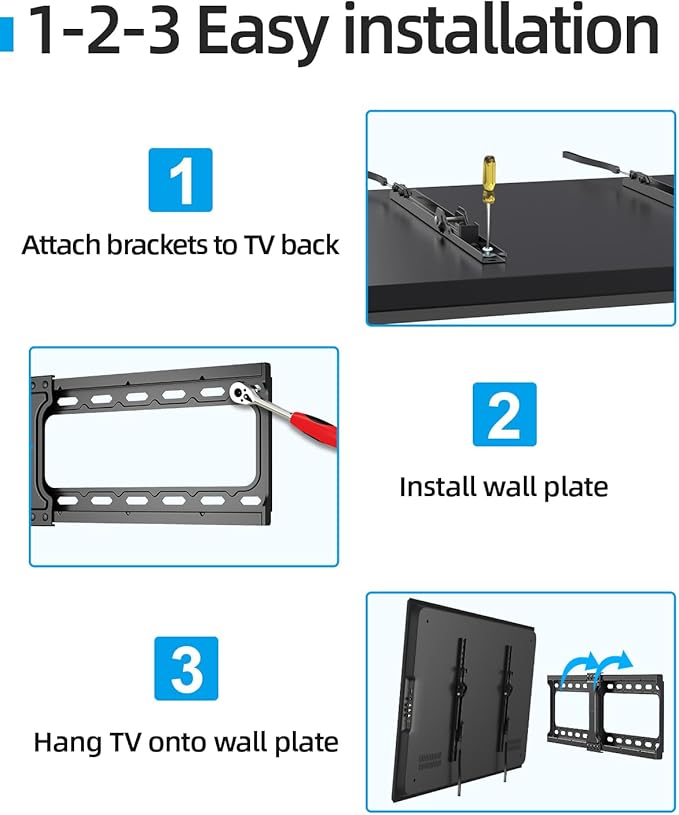 Tilt TV Wall Mount Fits 16-24" Studs, Holds 37-82" TVs up to 132 lbs, Max VESA 600x400mm - by USX STAR