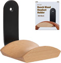 Mt.Jun Beech Wood Headphone Wall Mount Holder, with VHB Adhesive Tape and Screw, Holds 10 lbs (Black & Beech Wood)