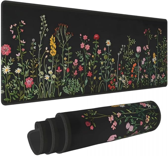 CANFLASHION Desk Pad,Office Desk Mat 31.5"×11.8" Large Gaming Mouse Pad,Durable Extended Computer Mouse Pad,Waterproof Thick Big Mouse Pads with Non-Slip Rubber Base Office Home Colorful Flowers