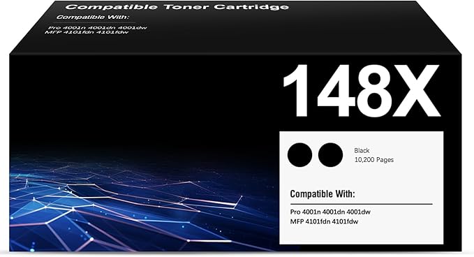 148X W1480X High Yield Toner Cartridges (Black, 2-Pack) Compatible Replacement for HP 148X 148A W1480A Work with HP Pro 4001 4001n 4001dw 4001dn MFP 4101 4101dw 4101fdn 4101fdw Printer