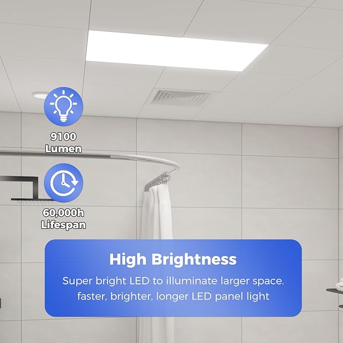AIKVSXER 48 Pack 2x4 LED Flat Panel Light, Bright 9100LM Office Kitchen LED Flush Mount Ceiling Light Fixtures,Dimmable,Switchable 5CCT 3000K/4000K/5000K/5700K/6500K, 5 Wattages 30W/40W/50W/60W/70W