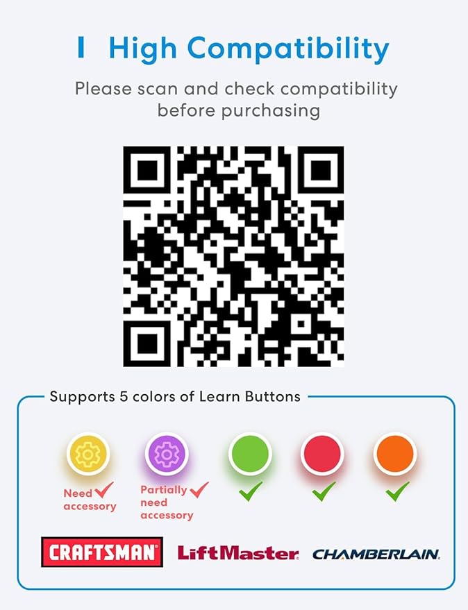 meross Smart Garage Door Opener Remote, Compatible with Apple HomeKit, Amazon Alexa, Google Assistant, SmartThings, Siri, CarPlay and Android, Universal WiFi Garage Controller, No Hub Required