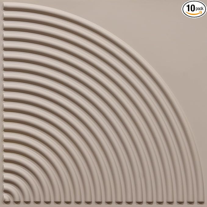 From Plain To Beautiful In Hours 9002 Arc Swell PVC 12 in x 12 in Peel and Stick Wall Panels (Covers / 10 sq.ft), Rodeo Dust, 10 Piece