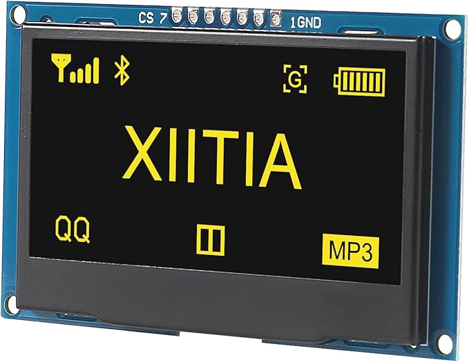 XIITIA 2pcs 2.42 inch 128x64 OLED LCD Display Module SSD1309 7 Pin SPI/IIC I2C Serial Interface for Arduino UNO R3 (Yellow Light)