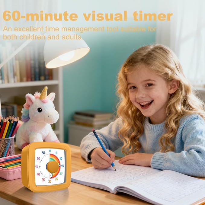MEPHILIMIA Visual Timer Kids/Adults 60 Minutes Rainbow Countdown Timer Time Management Tool Desk with Large Screen Time Management Tool for Kitchen School Office