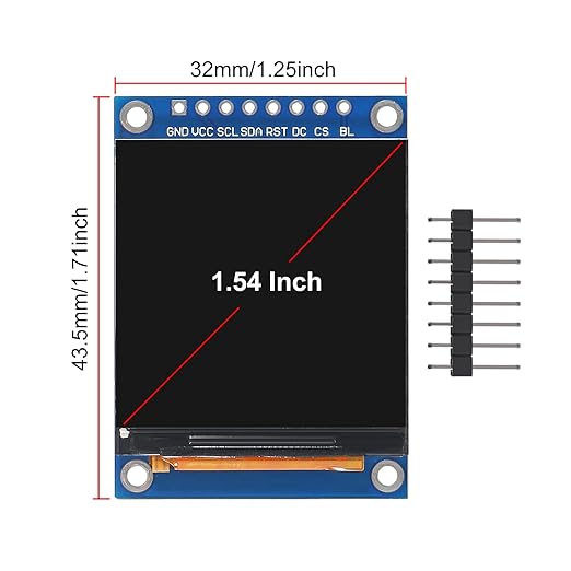 XIITIA 2pcs 1.54" SPI TFT LCD Display Module 240x240 RGB LCD Screen 3.3V ST7789 Drive SPI Interface 8pin Full Color for Arduino DIY