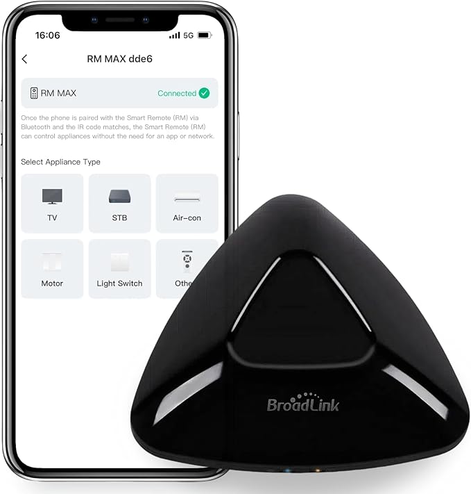 BroadLink Universal IR/RF Remote RM MAX, Wi-Fi & BLE Smart Hub for TV/AC/Blinds, Voice Control, Compatible with Alexa & Google Assistant, Local Control & Fast Setup