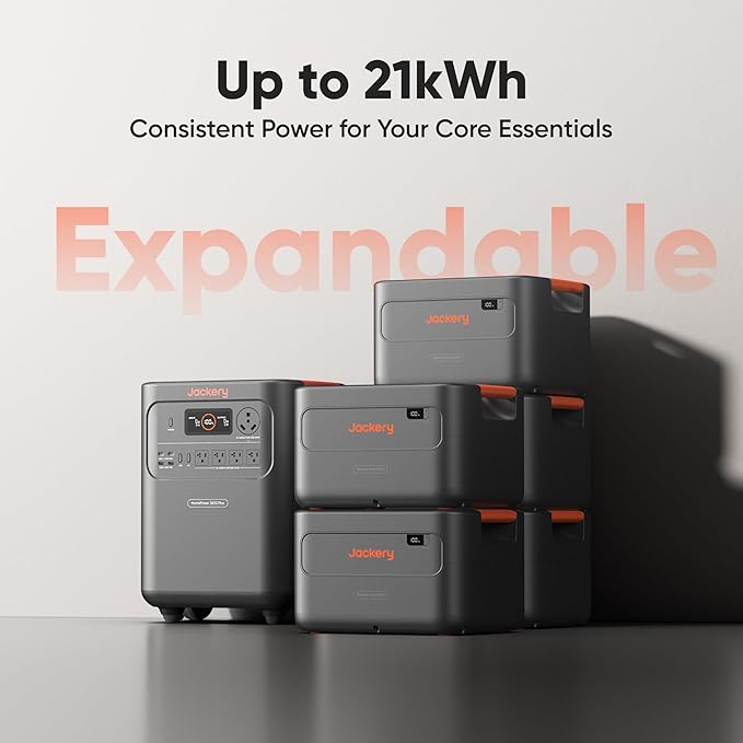 Jackery HomePower 3600 Plus Portable Power Station with AC Cable, 3600W AC Output, 3584Wh LFP Solar Generator, Expandable up to 21kWh, Essential Home Backup for Home Use (Solar Panel Optional)