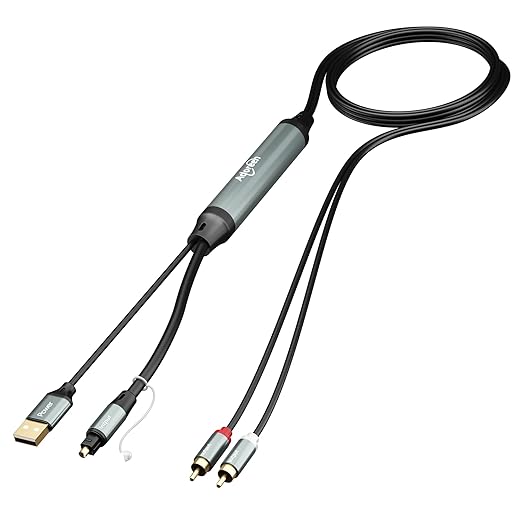 Adoreen Unidirectional SPDIF Toslink Optical Input to 2 RCA Output Adapter Cable 4 Ft, 192kHz DAC Digital to Analog Audio Converter for HDTV, DVD, Blu-Ray Players, Game Consoles-NOT RCA to Optical