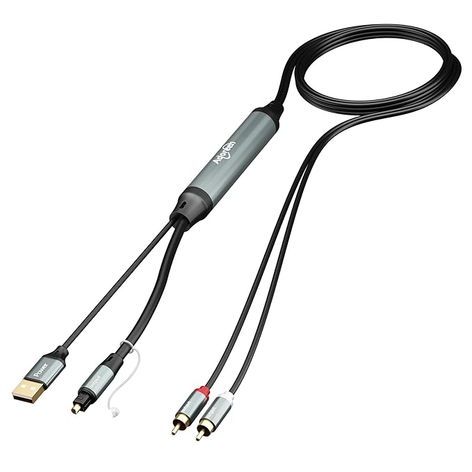 Adoreen Unidirectional SPDIF Toslink Optical Input to 2 RCA Output Adapter Cable 6 Ft, 192kHz DAC Digital to Analog Audio Converter for HDTV, DVD, Blu-Ray Players, Game Consoles-NOT RCA to Optical