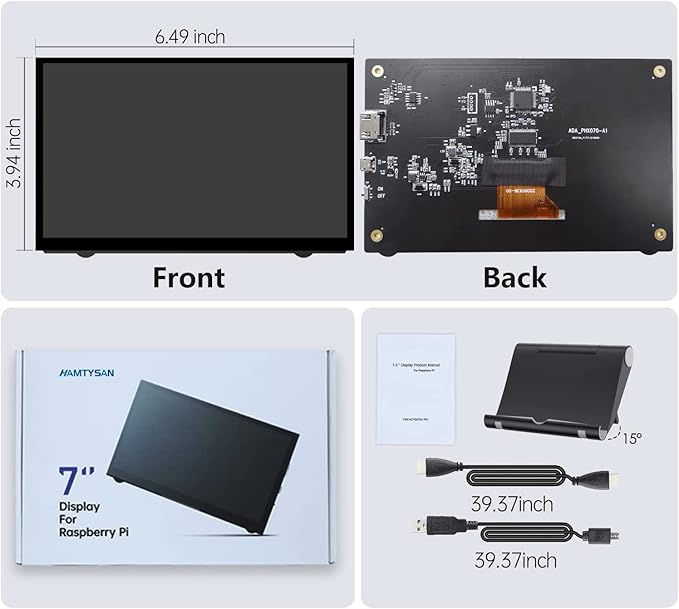 HAMTYSAN Raspberry Pi Screen 7 Inch HDMI Monitor 800x480 LCD Screen Display Mini Small Monitor for Raspberry Pi 4/3/2/Zero/B/B+ Win11/10/8/7 (Non-Touch), Driver Free