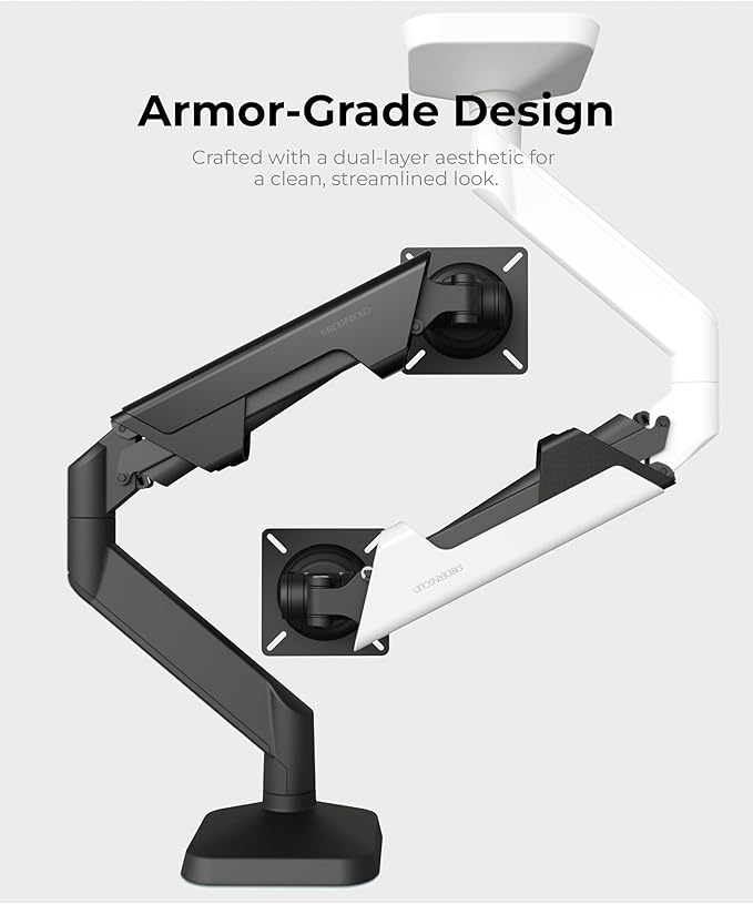 Modernsolid Heavy Duty Monitor Arm Desk Mount for 34-49 Inch Ultrawide Curved Monitors, Supports 14-38 lbs, Gas Spring Ergonomic Full Motion with Cable Management, Red Dot Design Awarded, White