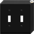 ENERLITES Double Toggle Switch Cover, Two Gang Light Switch Wall Plate, Standard Size 2-Gang 4.5" x 4.5", Unbreakable Polycarbonate Thermoplastic, UL Listed, 8812-BK-5PCS, Black (5 Pack)