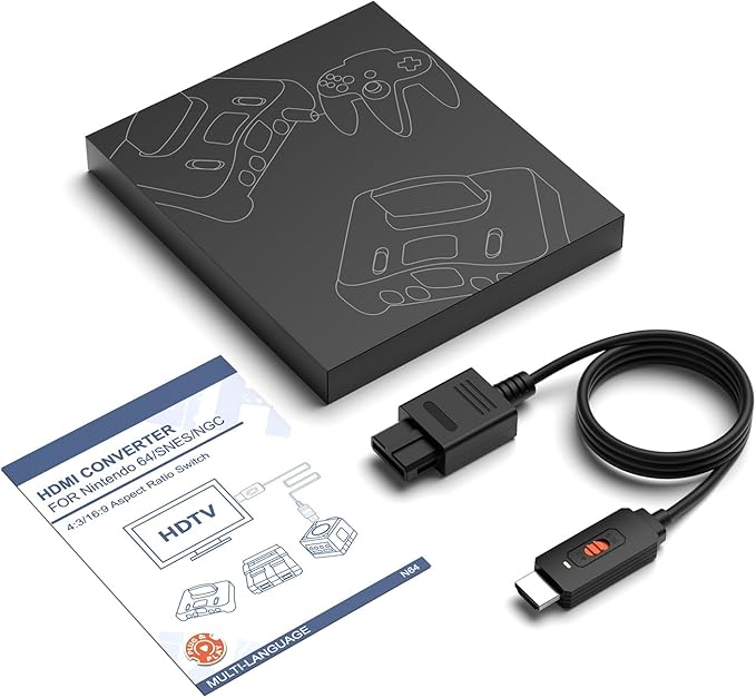 Arector N64 to HDMI Converter, HDMI Converter Supports 4:3/16:9 Ratio Conversion, Compatible for Nintendo 64/SNES/NGC/SFC