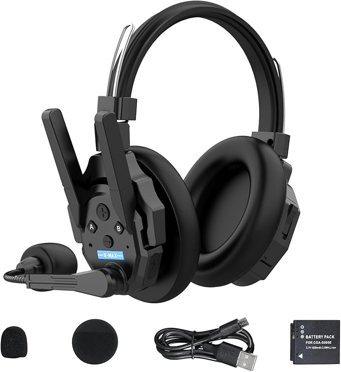 SYNCO XTalk XMax1 Wireless Intercom Headset System for 1-Person Telephone Headsets Communication System Random Master Device,2.4GHz Full Duplex 500 M/1640 FT Real-time Monitoring