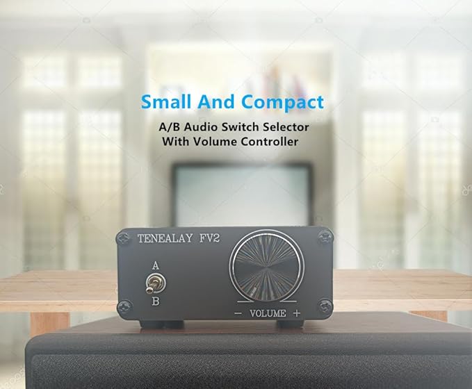 TENEALAY HiFi RCA Passive Preamp Stereo Audio Preamplifier with Volume Control, A/B Audio Switch selector FV2