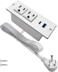 4 LEAF USB C Recessed Power Strip Fast Charge Desktop Power Station 2 Outlets 2 USB (PD20W & QC18W, Total 20W) Mountable Flat Plug 10'ft Extension Cord Mount for Tabletop Sofa Cabinet Nightstand