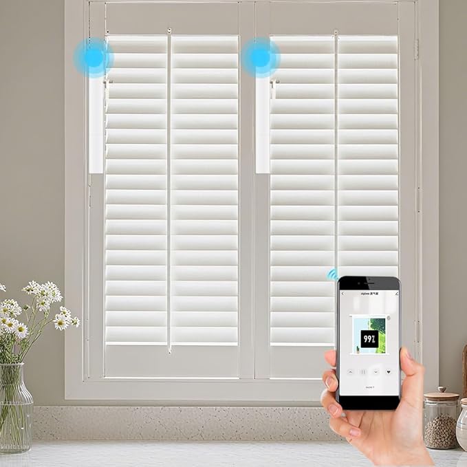 Zigbee Plantation Shutters Motor for Motorized Plantation Shutters and Automatic Curtain Opener, Requires Tuya Zigbee Hub (Motor with 16-Channel Remote)