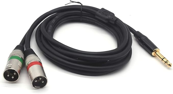 SiYear 1/4" TRS to Dual XLR Male Y Splitter Cable, 6.35mm Quarter inch Stereo to 2 XLR Male Breakout Microphone Cable Cord (1.5M/5FT)