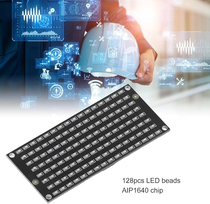 Chiffonade LED Control Module 8x16 Panel I2C Communication - 128 LED Display Board DC3.3-5V for Single Board Computers