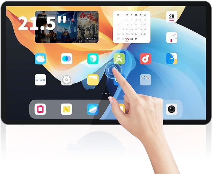 TouchWo 21.5 inch Android 14 Touchscreen Monitor Tablet, 16:9 FHD 1080P, WiFi & BT, Built-in Speakers, RK3576 4GB RAM & 32GB ROM, Smart Board for Classroom, Meeting & Game