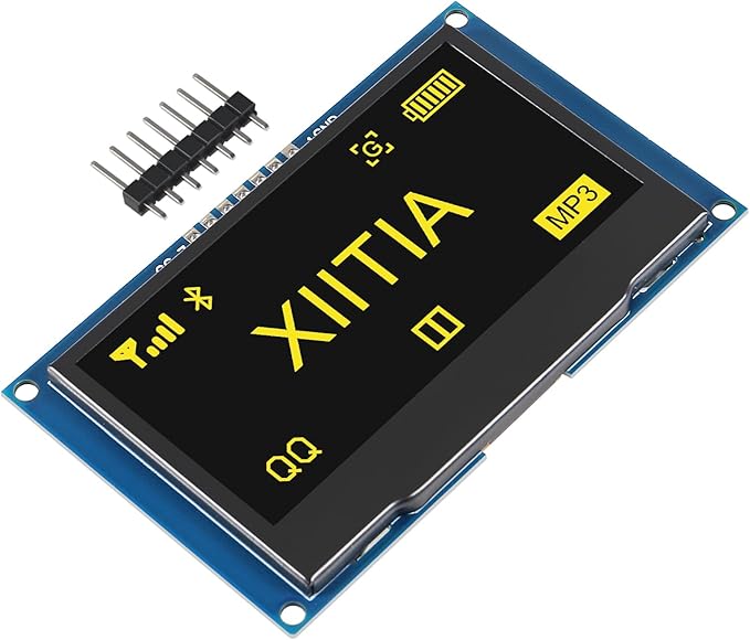 XIITIA 2pcs 2.42 inch 128x64 OLED LCD Display Module SSD1309 7 Pin SPI/IIC I2C Serial Interface for Arduino UNO R3 (Yellow Light)