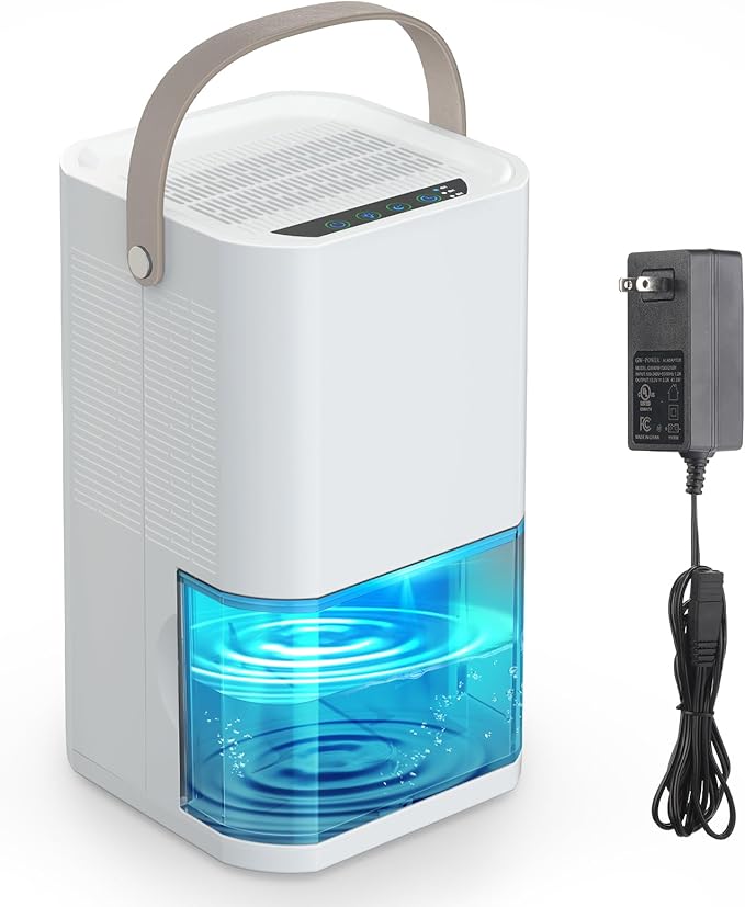 Litever Dehumidifier Highly Efficient for Home. Compact Quiet Portable with Auto Shut OFF. 57OZ Water Tank. Delay-Off Timer and Ambient Light. Good for Small Bedroom Bathroom Basement RV Camper Closet