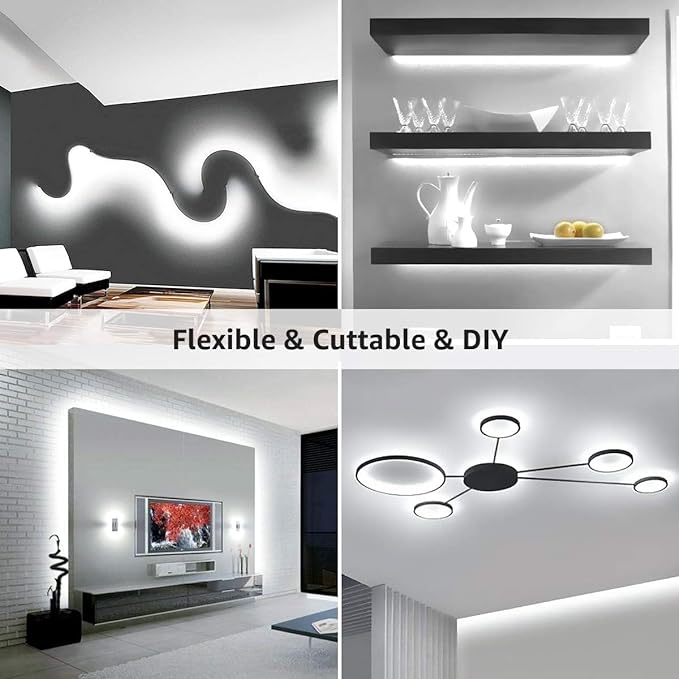 Lepro LED Strip Light, 32.8Ft Dimmable Vanity Lights, 6000K Super Bright LED Tape Lights, 600 LEDs SMD 2835, Strong 3M Adhesive, Suitable for Home, Kitchen, Under Cabinet, Bedroom, Daylight White