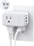 TROND Outlet Extender with 360 Rotating Plug, 3 AC Outlet Splitter with 2 PD 20W USB C Charger, USB Wall Plug Adapter, A Small Charging Station for Kitchen Bathroom Cruise Ship Travel Essentials