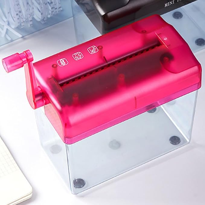 Manual Desktop Paper Shredder Red Small Handheld Shredder for Office and Home Use Wear-Resistant for A4 Paper and Cards