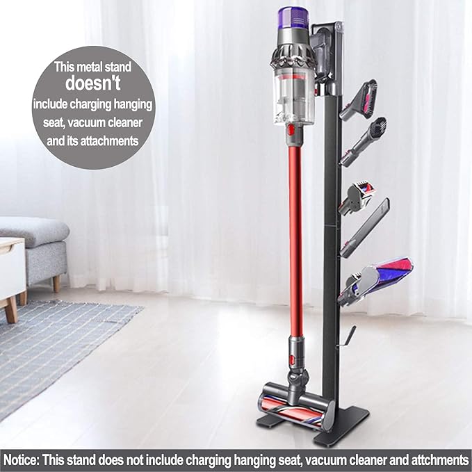 XIGOO Storage-Stand-Docking-Station-Holder Compatible with V15 V10 V8 V7 V6 Cordless Vacuum Cleaners & Accessories, Stable Metal Bracket Organizer Rack, Brushed Black