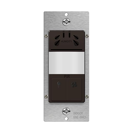 TOPGREENER Humidity Sensor Switch with PIR Lighting Motion Sensor, Neutral Wire Required, Air Moisture Detection for Ventilation Fan, Bathroom Fan Automated Control, UL Listed, TDHOS5-BR, Brown