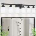DIKAIDA 6-Light Black Vanity Lights, 38'' Modern Bathroom Vanity Lighting Fixtures for Mirror, Matte Bathroom Lighting Fixtures, Black Wall Sconces for Bedroom Living Room