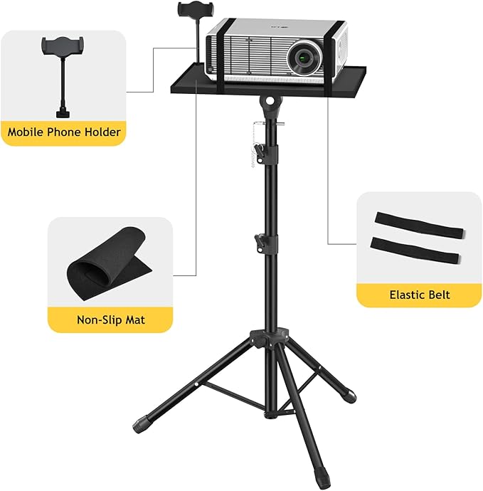 Facilife Projector Stand Tripod - Laptop Tripod Projector Stand Adjustable Height 22 to 47 Inch, Projector Tripod Stand, Tripod for Porjector, Projector Stand for Outdoor Movies