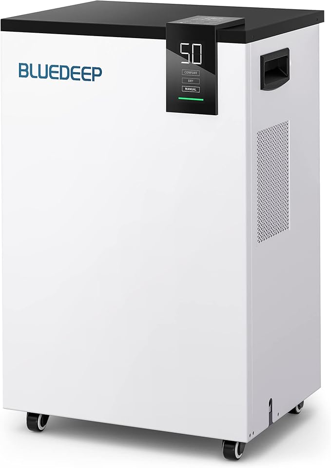 BLUEDEEP 190 Pints Commercial Dehumidifier with 6.56ft Drain Hose and 1.75 Gallon Water Reservoir, Water Damage Restoration Dehumidifier, for Basements, Industrial or Commercial Spaces and Job Sites