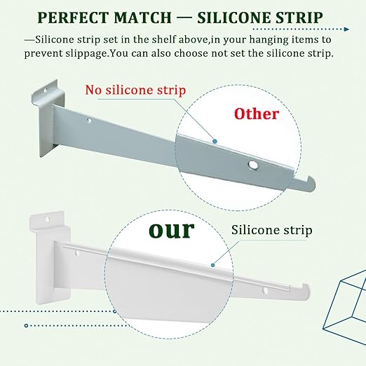 AYAYGD 10 Inch Slat Wall Knife Shelf Bracket, 10 Pack Heavy Duty Slatwall Bracket for Shelves, White Slatwall Accessories with Lip for Slat Wall Panels Shelving Display Home Commercial