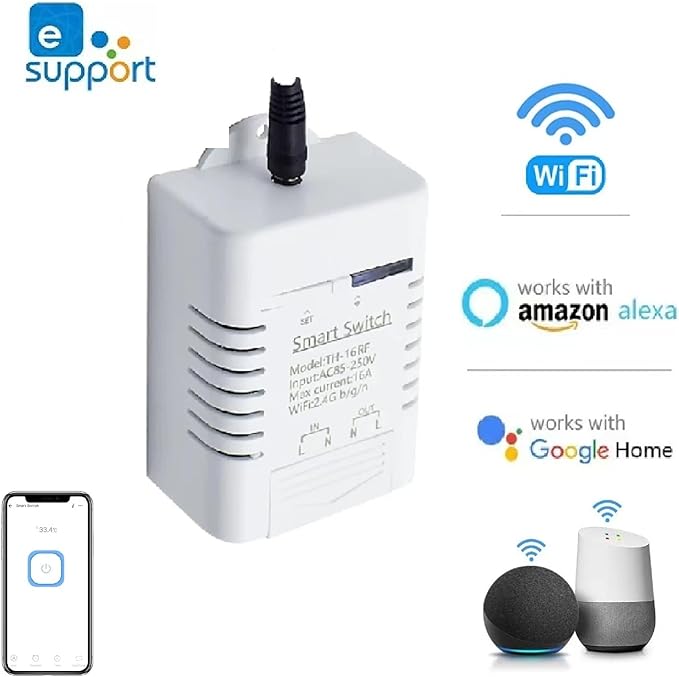 Yitouniu eWeLink WiFi Smart TH16 Switch 16A Temperature and Humidity Controller, Wireless Remote Control with Energy Consumption Monitoring, Compatible with Alexa Google Home