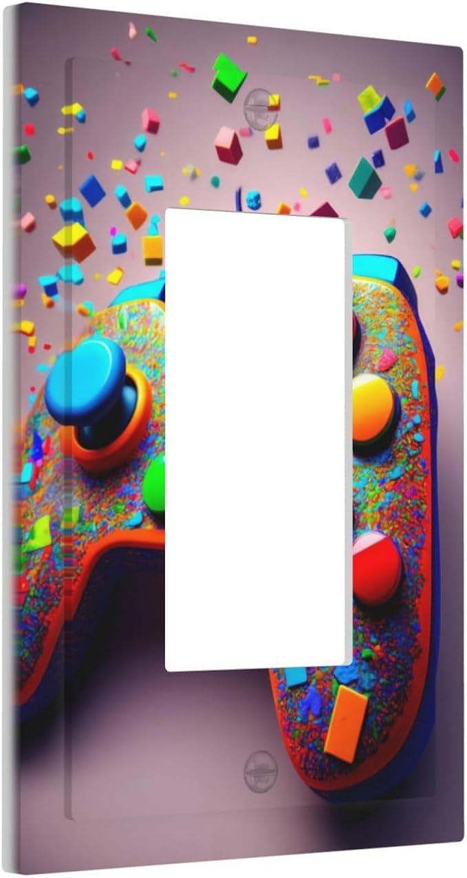 Bvtewkhz Videos Game Controller 1 Gang Single Rocker Decorative Light Switch Covers Electrical Faceplate Switchplates for Bathroom Kitchen Home