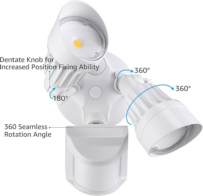 LEONLITE COB LED Security Light, Motion Sensor Outdoor Lights, Dusk to Dawn, 100-277V, ETL Listed, Adjustable Heads, Motion Detector Flood Light for Outside, IP65 Waterproof, 5000K Daylight, White