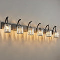 FDPBY 6-Light Crystal Vanity Light, Black Modern Wall Sconce with K9 Crystal Shades, 51.18" Long Over Mirror Lighting for Bathroom, Makeup, Hallway, Elegant & Easy Install