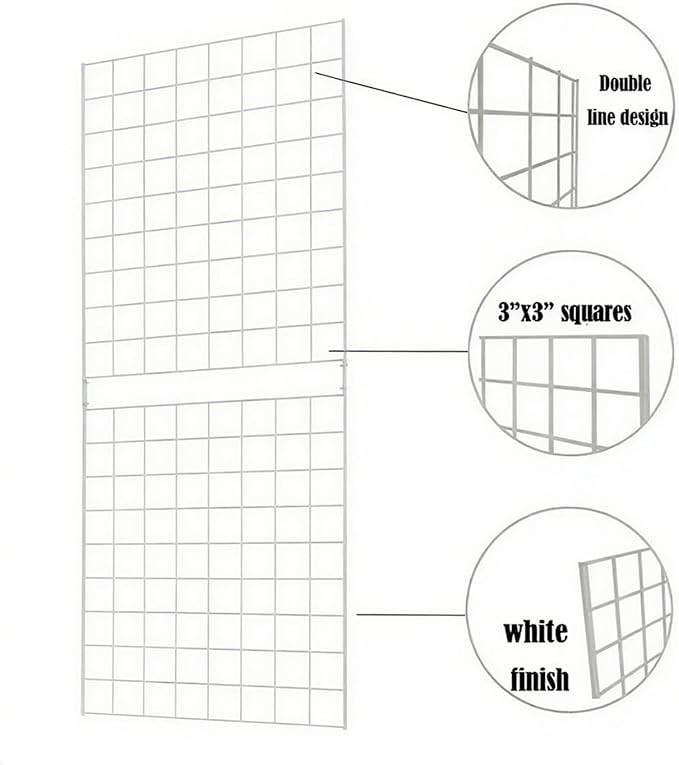 7RiversART Grid Wall Commercial Grade Gridwall Panels – Heavy Duty Grid Panel for Any Retail Display Wall Grid 2' Width x 5' Height, White (Pack of 3) Easily Portable