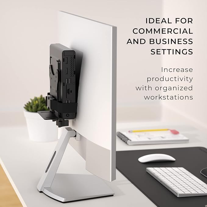 HumanCentric Thin Client Mount Bracket, Mount a Mini PC or Computer to a VESA Monitor Arm or Stand, Pole, or Under Desk or Surface, Devices with 0.65-2.55" in Depth for 75x75 and 100x100mm Patterns