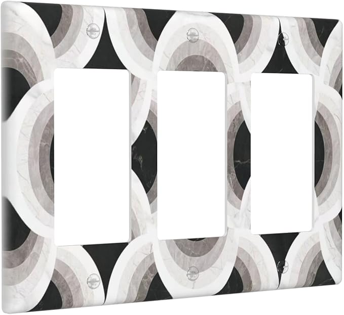 Bvtewkhz Black/White Art Marble 3 Gang Triple Rocker Decorative Light Switch Covers Electrical Faceplate Switch Plates for Bathroom Kitchen Home