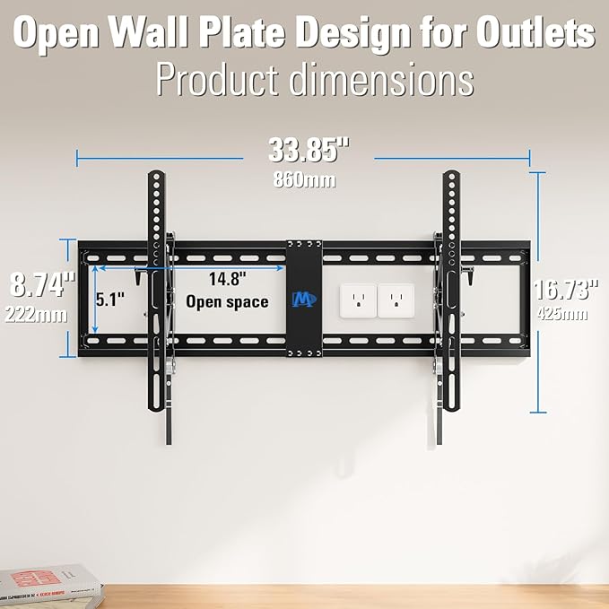 Mounting Dream Advanced Tilt TV Wall Mount for Most 42-90 Inch Flat and Curved Television, Universal Mount Bracket with Extension up to 7 inch, Fits 16", 24", 32" Studs, Max VESA 800x400mm and 120LBS