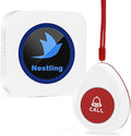 Nestling® Wireless Caregiver Pager SOS Call Button Nurse Alert System Call Bell for Elderly Monitoring Patient Disabled 1 Waterproof Panic Call Button & 1 Plugin Receiver