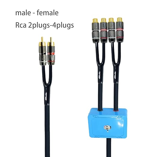 Arklove 7ft Sound Channel swicher 2 Male to 4 Female RCA Switch Selector 2 in 1 Out R/L Stereo Audio 1 in 2 Out Stereo Audio Splitter with Mute Button No External Power Required CD Speaker DVD Player