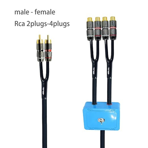 1.5ft Sound Channel swicher 2 male to 4 female RCA Switch Selector 2 in 1 Out R/L Stereo Audio 1 in 2 Out Stereo Audio Splitter with Mute Button No External Power Required CD Speaker dvd Player