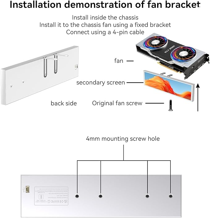 9.16" Computer Temp Monitor, FHD 1920x462 PC Sensor Panel One-Cable Connection(No HDMI Needed), Stretched Bar LCD Dynamic Theme Supported, IPS Mini Secondary Screen for CPU RAM HDD Data Aida64 (White)
